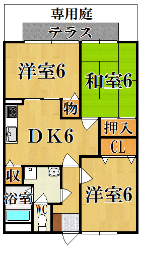 タウンコート 102号室 間取り
