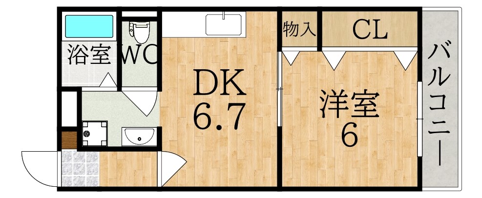 グレイス学園前 206号室 間取り