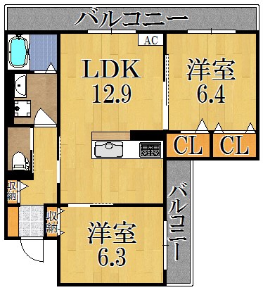 ロイスタ西大寺 201号室 間取り