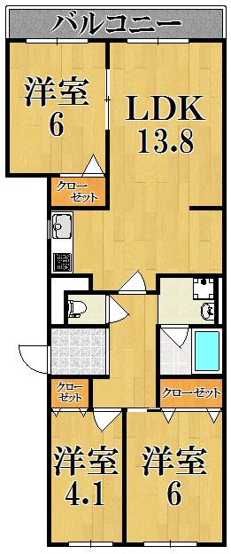 奈良ハイツ１号棟 506号室 間取り