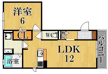 コーポ大安寺Ⅲ 201号室 間取り