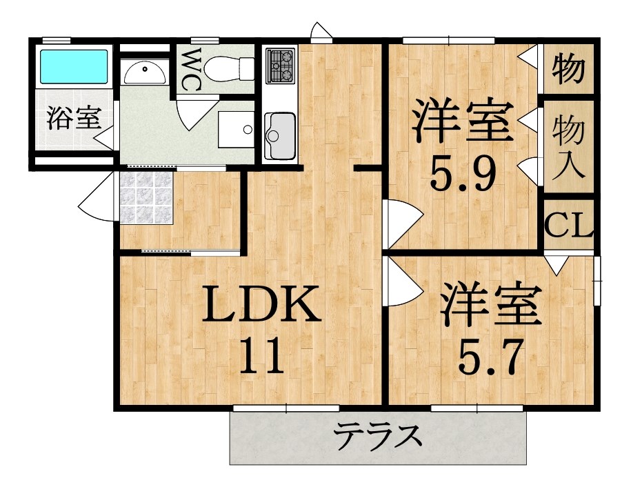 アガーペ八木 105号室 間取り