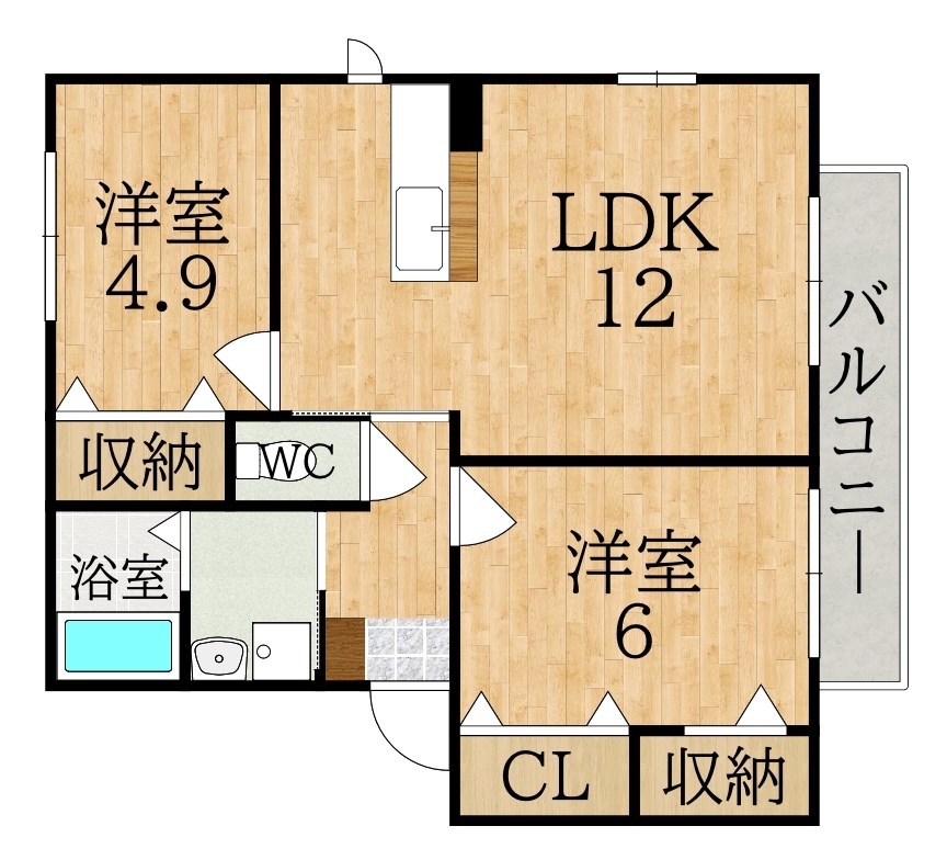 サニーハウスＢ 201号室 間取り