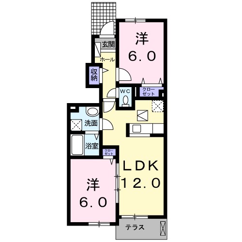 サンシャインヴィレッジ桜井　Ａ 102号室 間取り