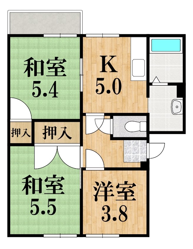 エトワール朝倉　C 201号室 間取り