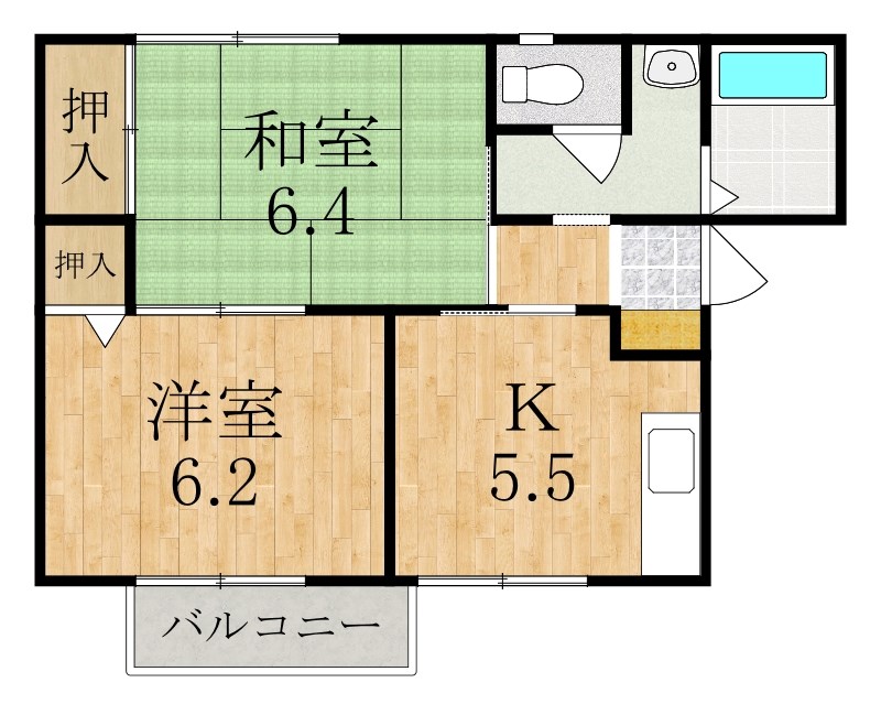 コージーコートＡ 201号室 間取り