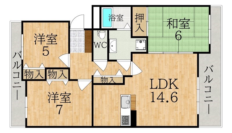 ＨＩＬＬ　ＣＲＥＳＴあやめ池 304号室 間取り