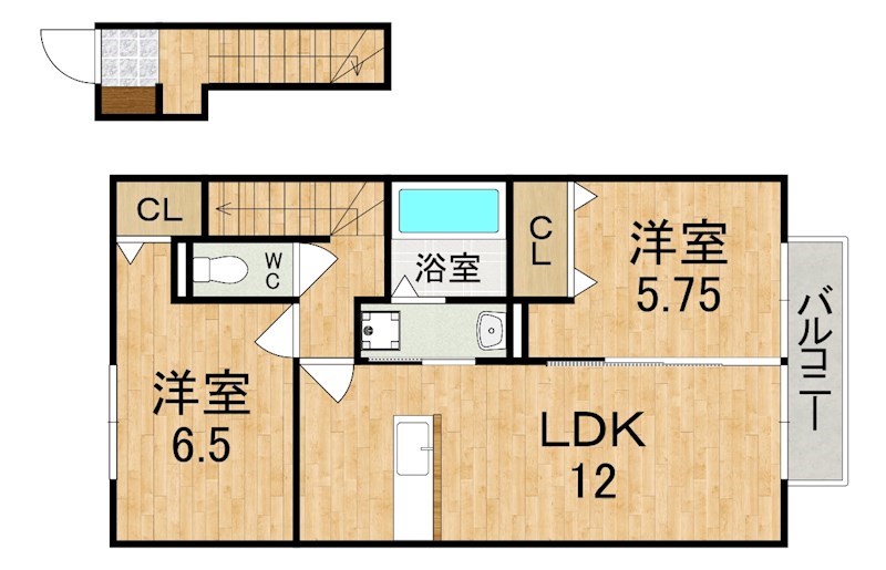 ヴィルヌーブＤ 202号室 間取り