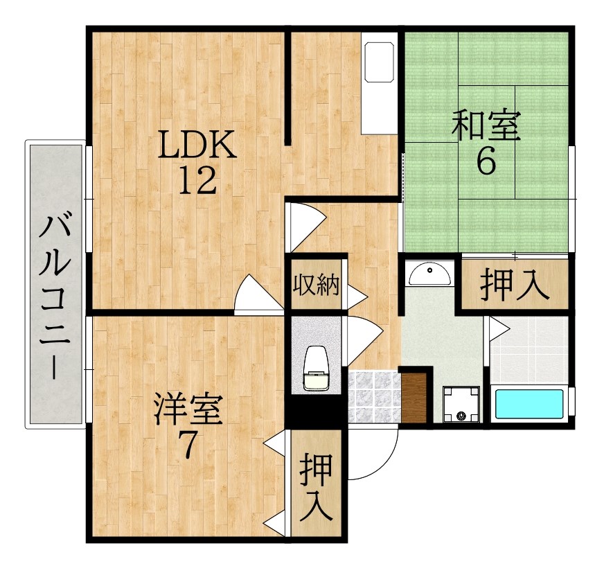 サンビレッジ学園前東坂Ｅ棟 102号室 間取り