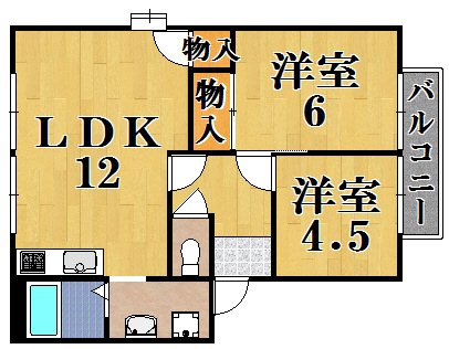 メルベーユ朱雀Ｂ 102号室 間取り