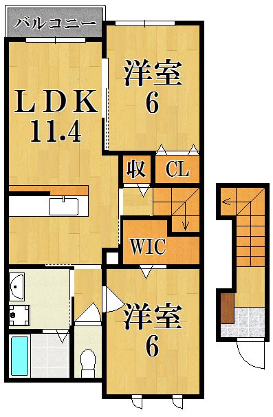 カーサ・フェリーチェ　Ⅰ 201号室 間取り