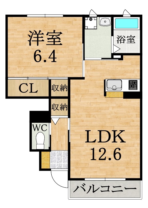 アガーペ八木　C棟 102号室 間取り