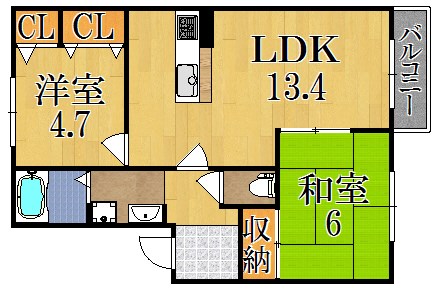 プランドールC 201号室 間取り