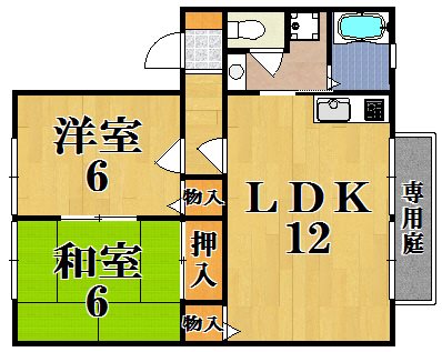 セラビ梅美台 B103号室 間取り