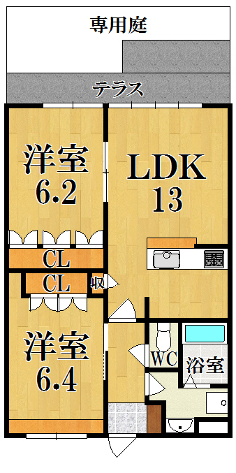 グランディール四条Ｂ 103号室 間取り