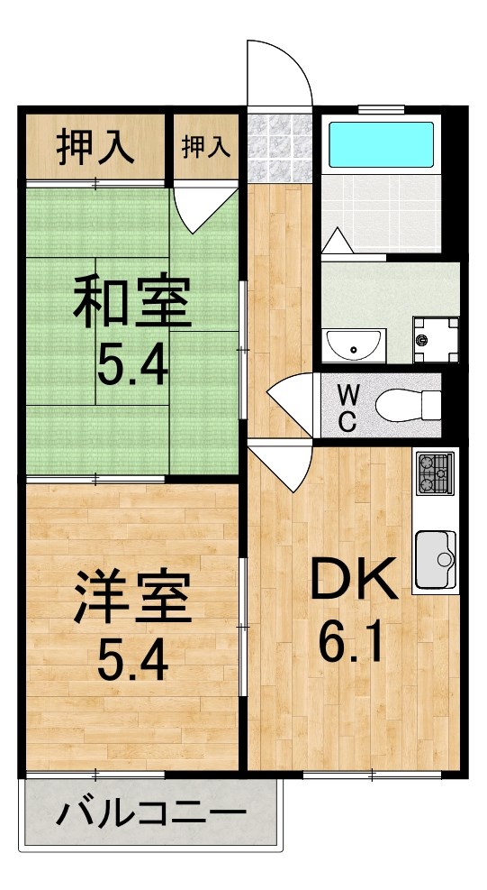 エクレール桜ヶ丘 102号室 間取り