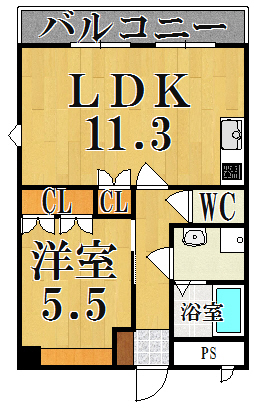 リバティヒルズ朝霧 202号室 間取り