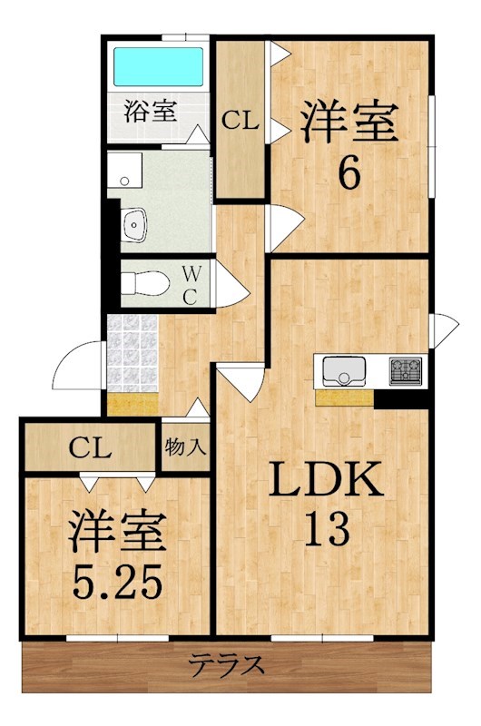 ロータスポンド 101号室 間取り