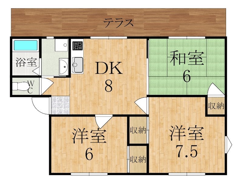 サンライズ三笠Ⅱ 103号室 間取り