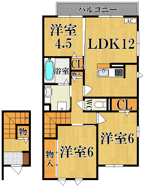 カーサひまわりＢ棟 202号室 間取り