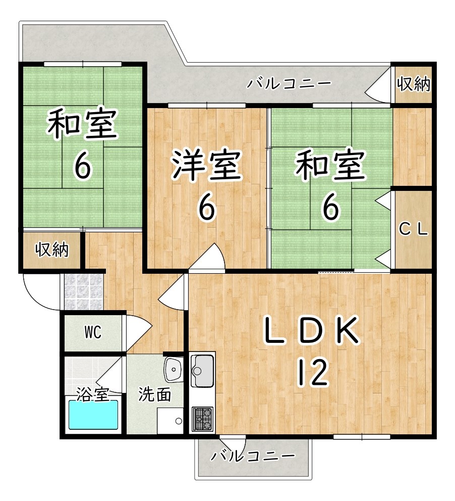 関屋あしびハイツ９号棟 間取り図