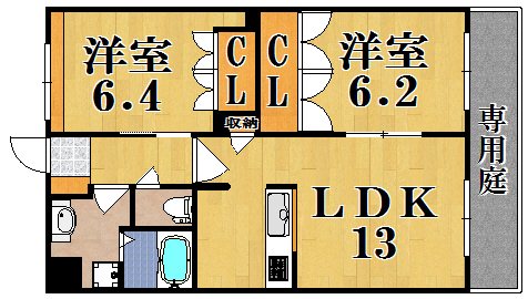 シャインヒルズⅡ 102号室 間取り