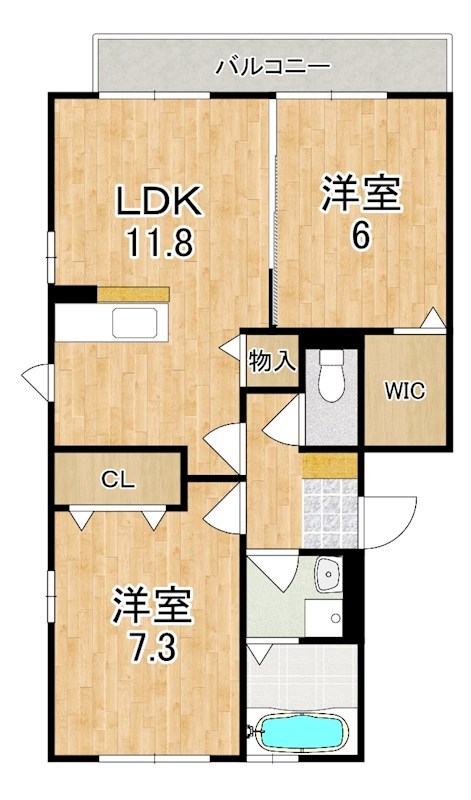 リビングタウン天理　Ｂ棟 301号室 間取り
