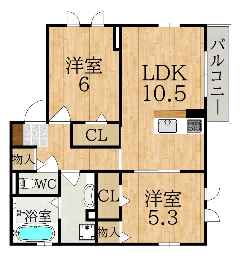 ウエルズ富雄 101号室 間取り