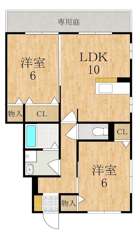 タウン ビビ 　Ｂ棟 102号室 間取り