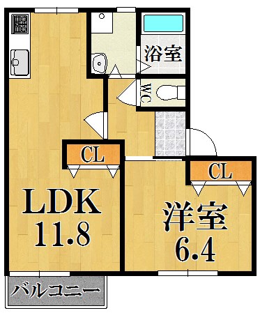 エクセル青垣Ｃ 202号室 間取り