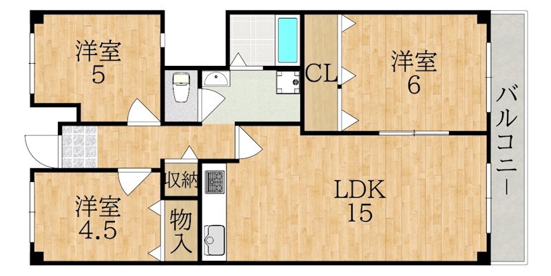 グランドパレス学園前 D119号室 間取り