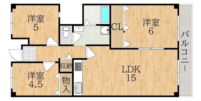 グランドパレス学園前Ｄ 119号室 間取り