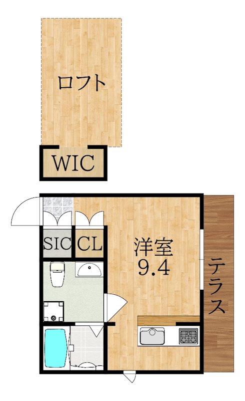 カサフェリス富雄弐番館 102号室 間取り