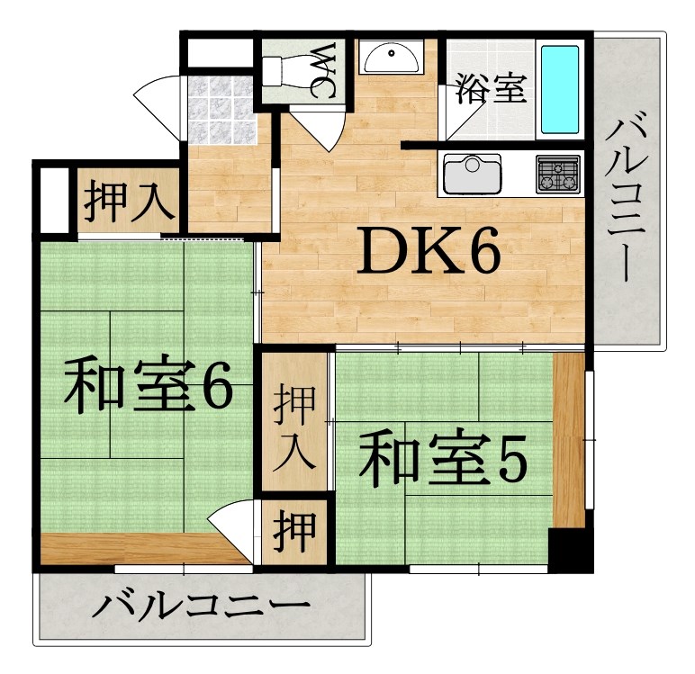 植田ビル東生駒ハイツ 402号室 間取り