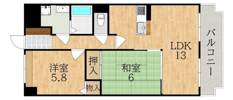 ライフコート富雄 604号室 間取り
