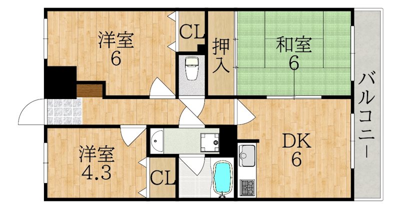 ツインコート帝塚山 302号室 間取り