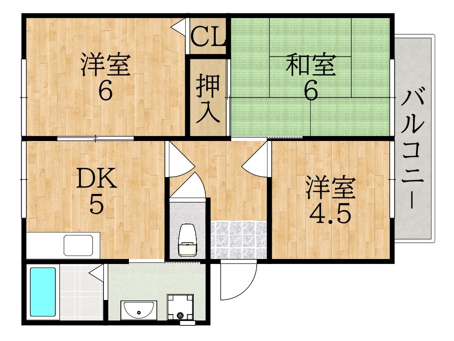 パイン学園前Ⅰ 101号室 間取り