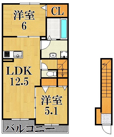 ルミエール 201号室 間取り