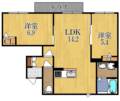 シャーメゾンハイメル 108号室 間取り