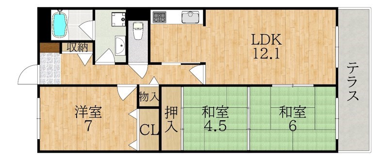 チュリス学園前第二 107号室 間取り