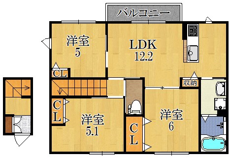シャーメゾンハイメル 208号室 間取り