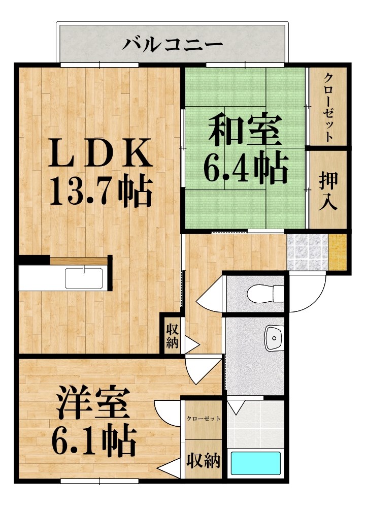 サンハイツ旭Ｃ 101号室 間取り