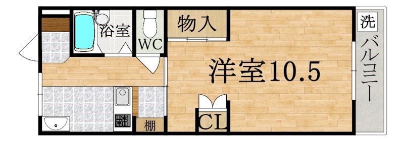 聖和ハイツ生駒 B102号室 間取り