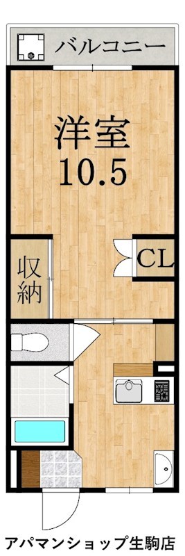 聖和ハイツ生駒 B102号室 間取り