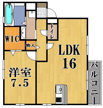 リビングタウンくにみＢ棟 201号室 間取り