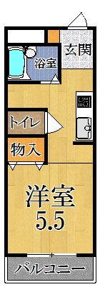 ファミール西大寺 107B号室 間取り