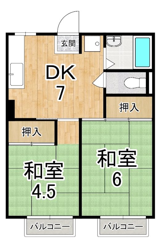 コスモハイツふじ 202号室 間取り