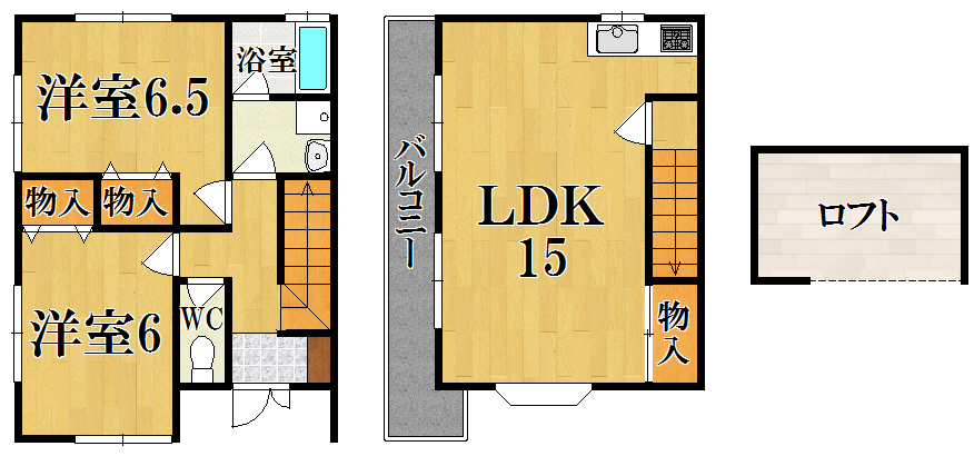 オークヒルズ E-1号室 間取り