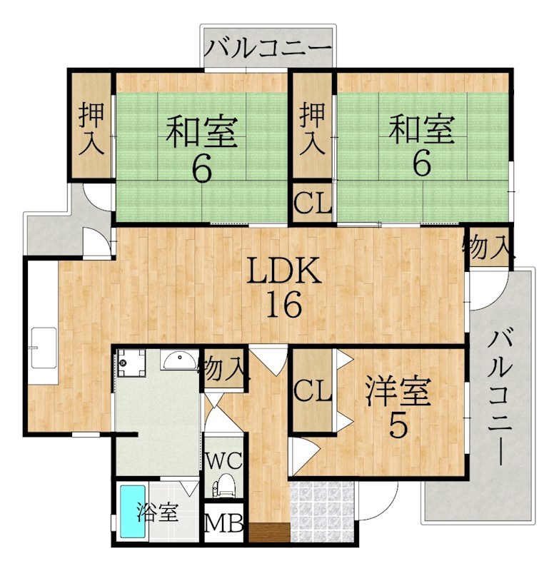 ハウスあやめ池 201号室 間取り
