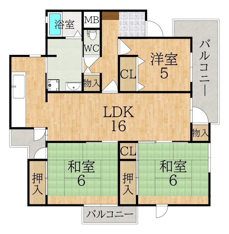 ハウスあやめ池 302号室 間取り